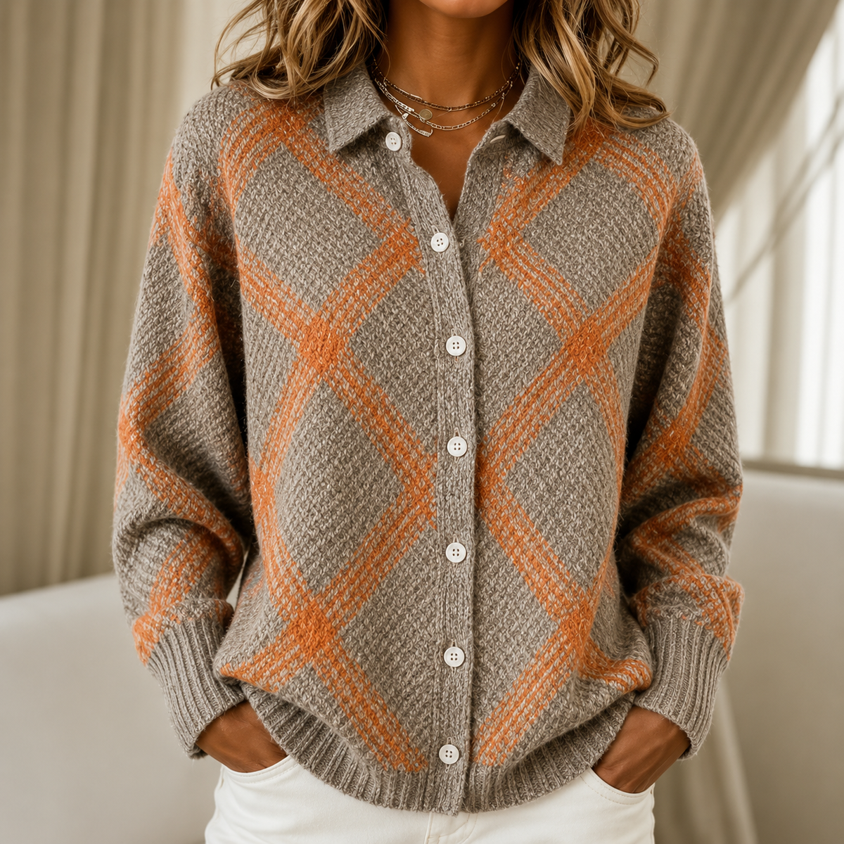 Pull Maille Boutonné Femme